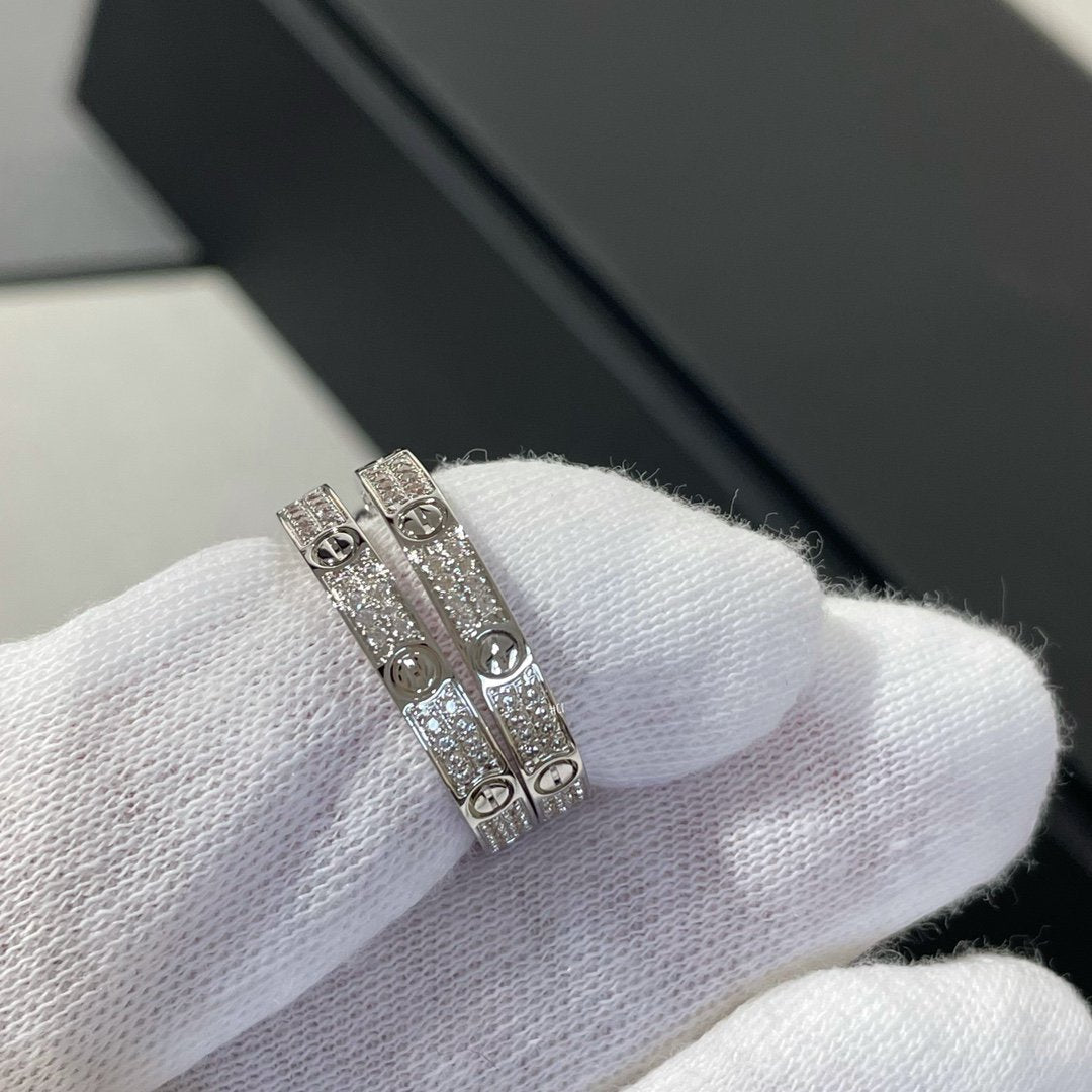 [CiCi]LOVE DIAMOND SILVER HOOP EARRINGS