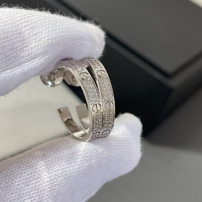 [CiCi]LOVE DIAMOND SILVER HOOP EARRINGS
