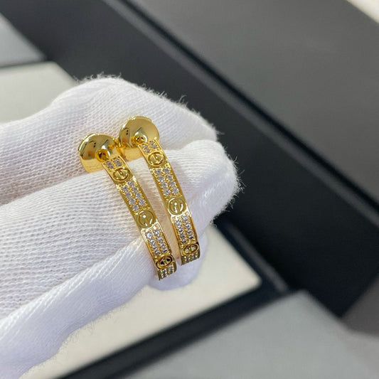 [CiCi]LOVE DIAMOND GOLD HOOP EARRINGS