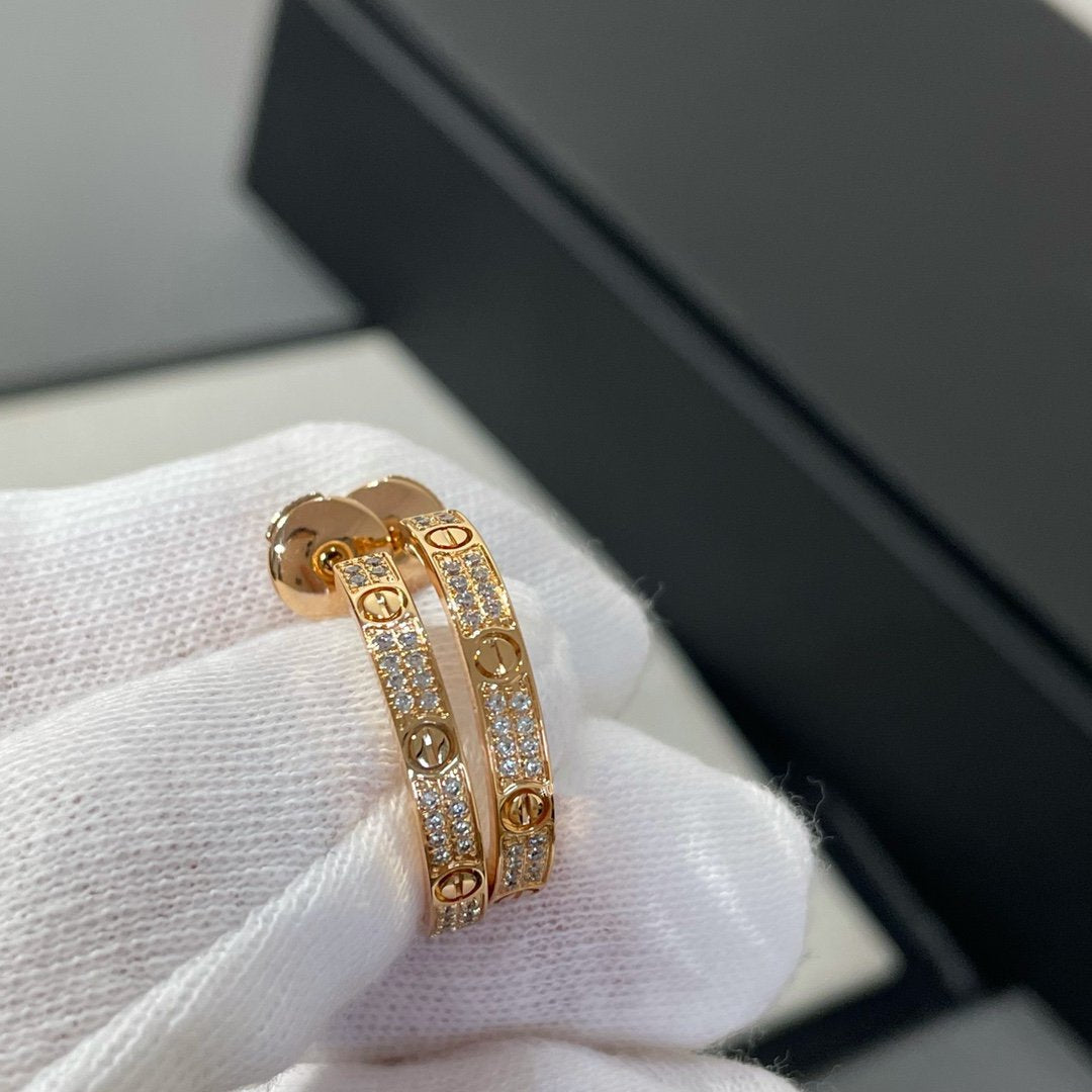 [CiCi]LOVE DIAMOND PINK GOLD HOOP EARRINGS