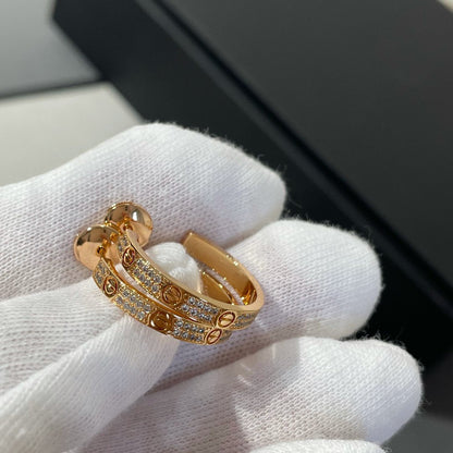 [CiCi]LOVE DIAMOND PINK GOLD HOOP EARRINGS