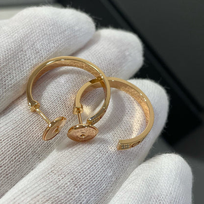 [CiCi]LOVE DIAMOND PINK GOLD HOOP EARRINGS