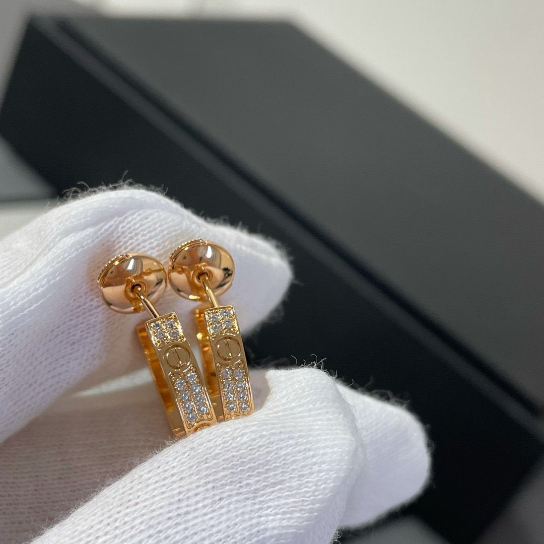 [CiCi]LOVE DIAMOND PINK GOLD HOOP EARRINGS