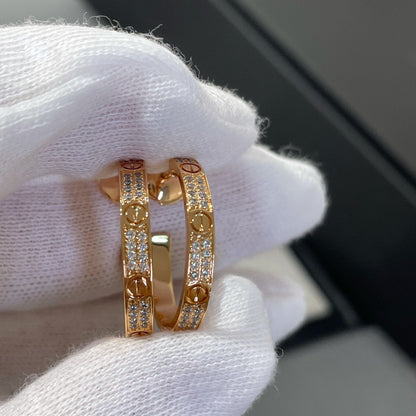 [CiCi]LOVE DIAMOND PINK GOLD HOOP EARRINGS