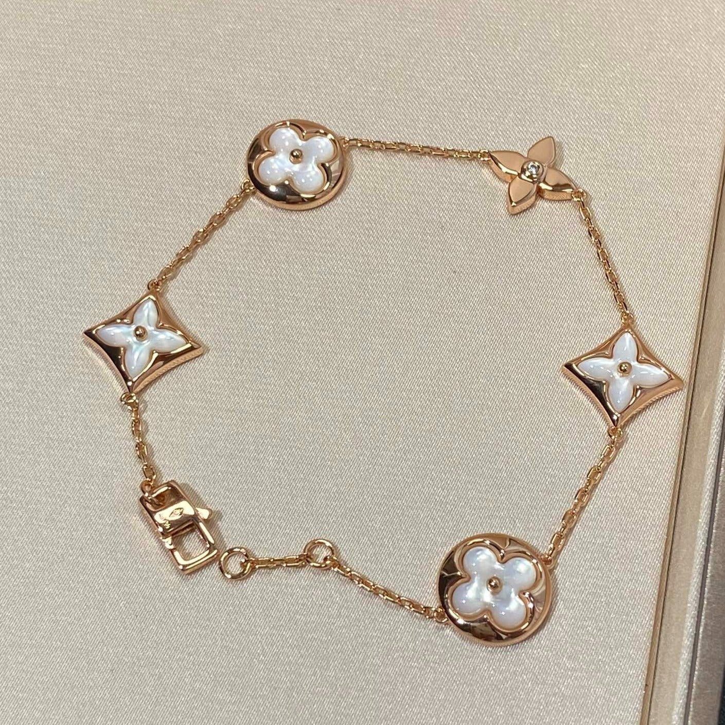 [CiCi]STAR AND SUN 5 MOTIF MOP PINK GOLD BRACELET