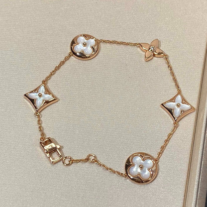 [CiCi]STAR AND SUN 5 MOTIF MOP PINK GOLD BRACELET