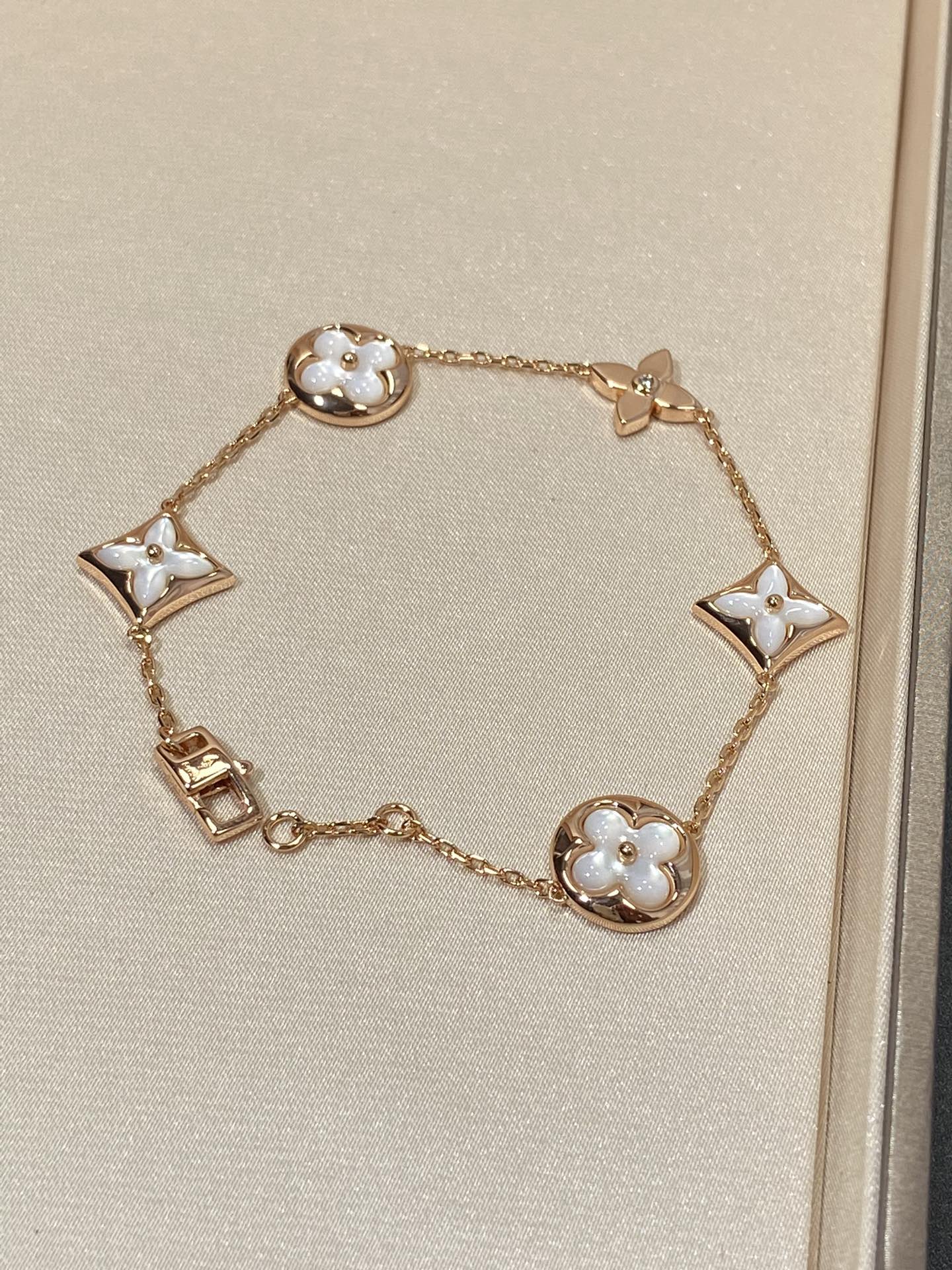 [CiCi]STAR AND SUN 5 MOTIF MOP PINK GOLD BRACELET