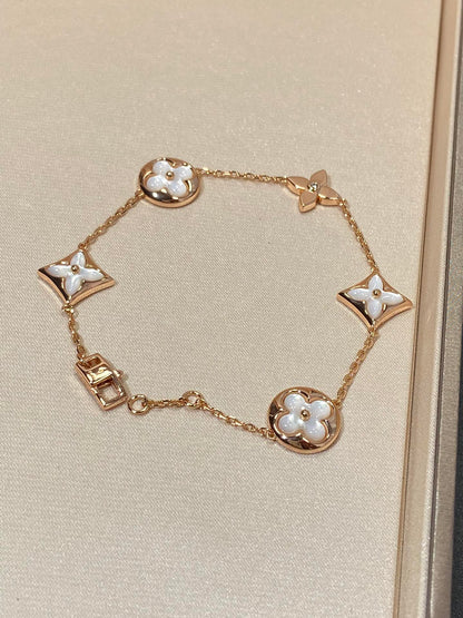 [CiCi]STAR AND SUN 5 MOTIF MOP PINK GOLD BRACELET