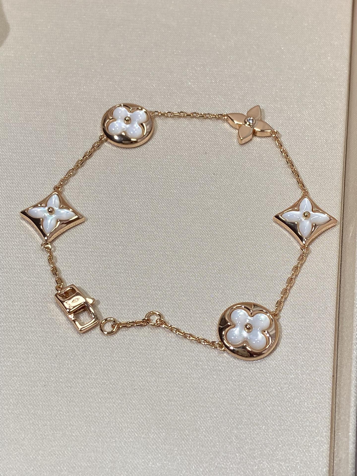 [CiCi]STAR AND SUN 5 MOTIF MOP PINK GOLD BRACELET