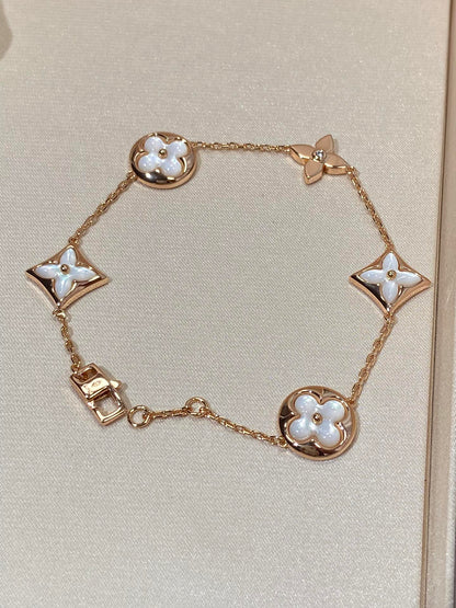 [CiCi]STAR AND SUN 5 MOTIF MOP PINK GOLD BRACELET