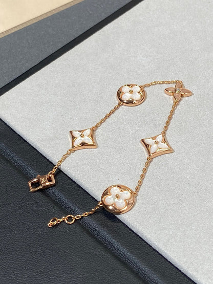 [CiCi]STAR AND SUN 5 MOTIF MOP PINK GOLD BRACELET