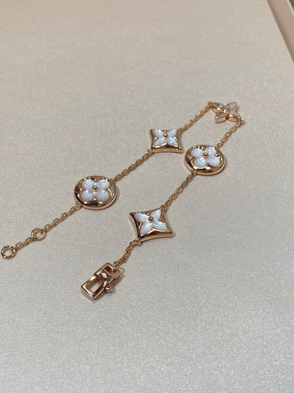 [CiCi]STAR AND SUN 5 MOTIF MOP PINK GOLD BRACELET
