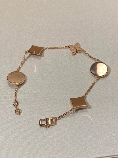 [CiCi]STAR AND SUN 5 MOTIF MOP PINK GOLD BRACELET