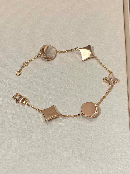 [CiCi]STAR AND SUN 5 MOTIF MOP PINK GOLD BRACELET