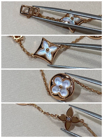 [CiCi]STAR AND SUN 5 MOTIF MOP PINK GOLD BRACELET