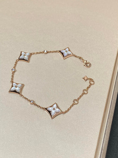 [CiCi]STAR 4 MOTIF MOP DIAMOND PINK GOLD BRACELET