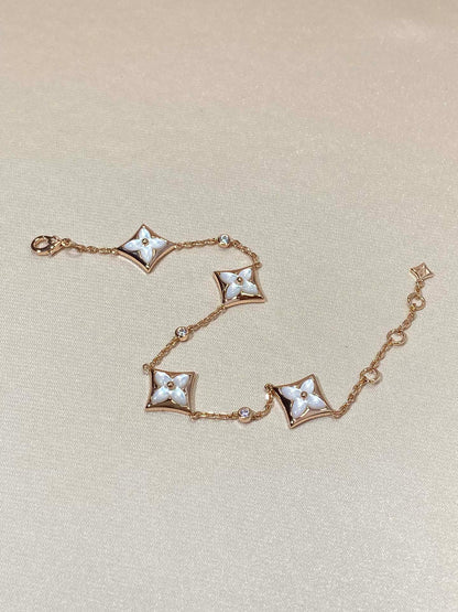 [CiCi]STAR 4 MOTIF MOP DIAMOND PINK GOLD BRACELET