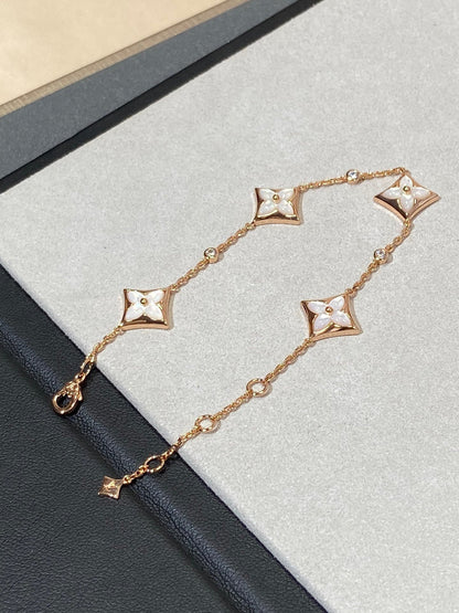 [CiCi]STAR 4 MOTIF MOP DIAMOND PINK GOLD BRACELET
