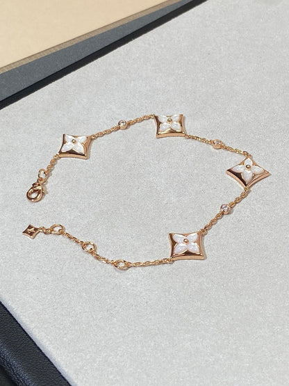 [CiCi]STAR 4 MOTIF MOP DIAMOND PINK GOLD BRACELET