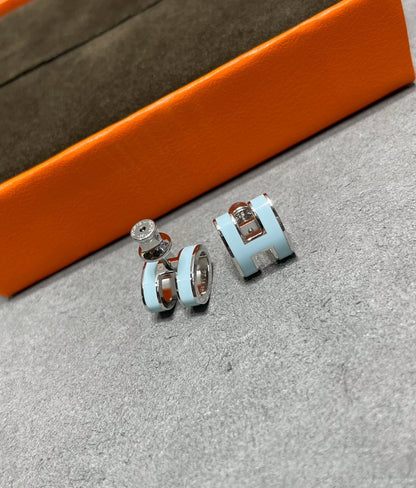 [CiCi]POP H SKY BLUE STUD EARRINGS