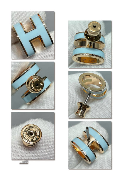 [CiCi]POP H SKY BLUE STUD EARRINGS