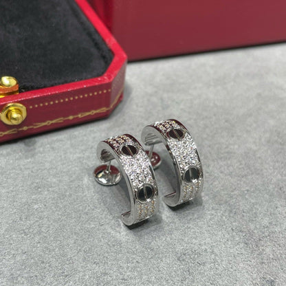 [CiCi]LOVE CERAMIC DIAMOND PAVED SILVER EARRINGS