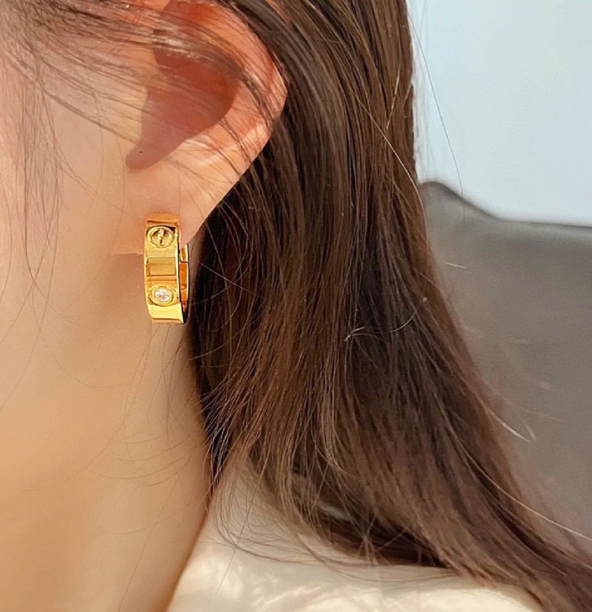 [CiCi]LOVE 5.5MM 1 DIAMOND EARRINGS
