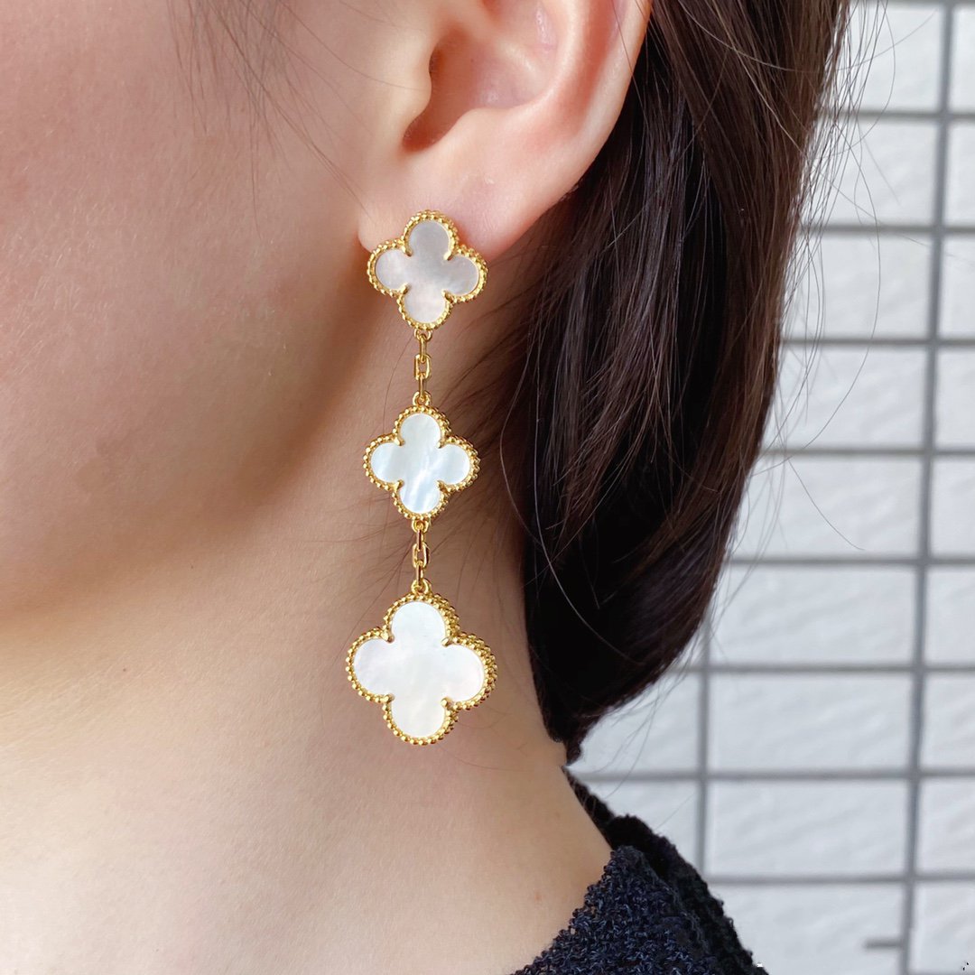 [CiCi]CLOVER MOP 3 MOTIFS GOLD EARRINGS