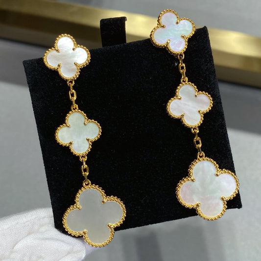 [CiCi]CLOVER MOP 3 MOTIFS GOLD EARRINGS
