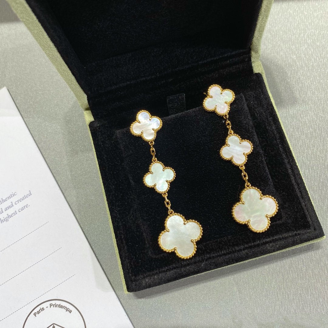 [CiCi]CLOVER MOP 3 MOTIFS GOLD EARRINGS