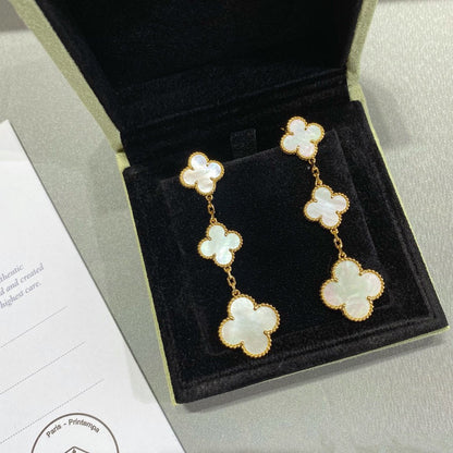 [CiCi]CLOVER MOP 3 MOTIFS GOLD EARRINGS