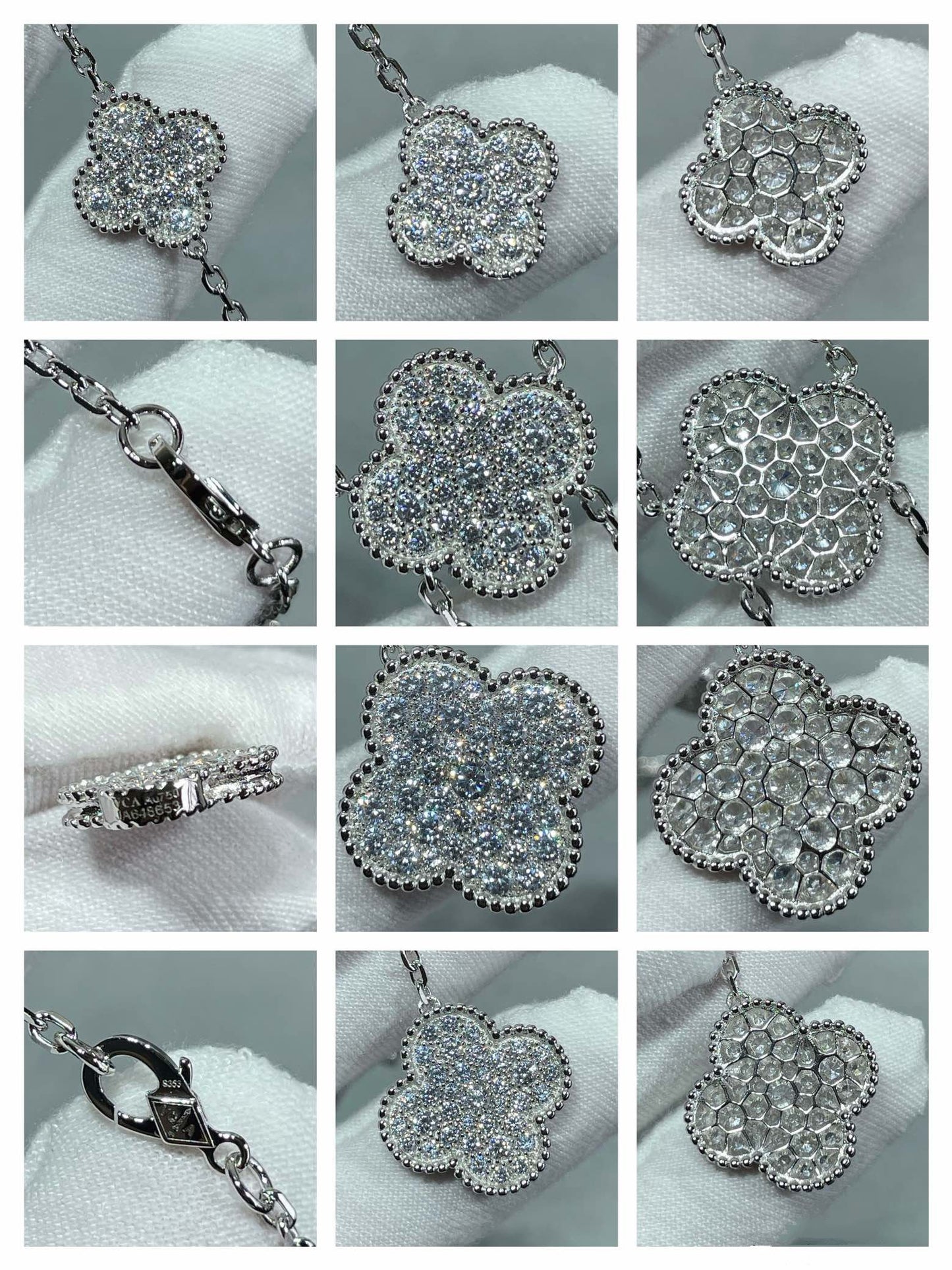 [CiCi]CLOVER 6 MOTIF DIAMOND PAVED NECKLACE