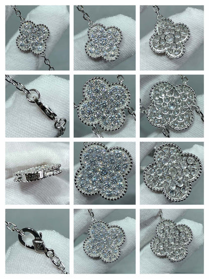 [CiCi]CLOVER 6 MOTIF DIAMOND PAVED NECKLACE