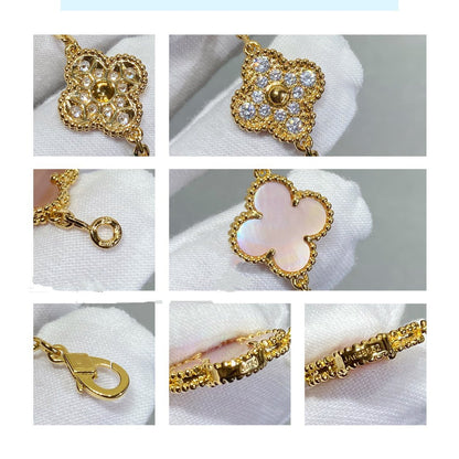 [CiCi]CLOVER 5 MOTIV DIAMANT ROSA PERLMUTT ROSÉGOLD ARMREIF