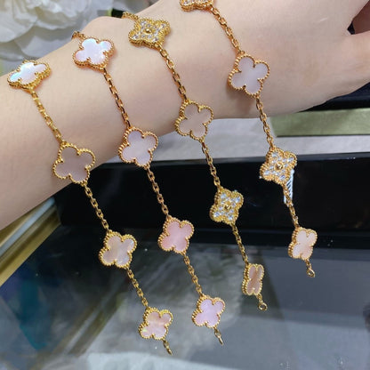 [CiCi]CLOVER 5 MOTIV DIAMANT ROSA PERLMUTT ROSÉGOLD ARMREIF