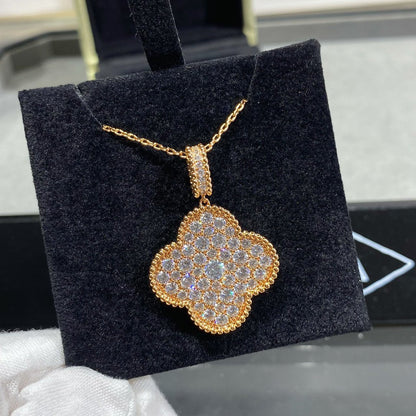 [CiCi]CLOVER 25MM LARGE PEDANT DIAMOND PAVED LONG NECKLACE