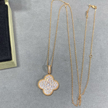 [CiCi]CLOVER 25MM LARGE PEDANT DIAMOND PAVED LONG NECKLACE