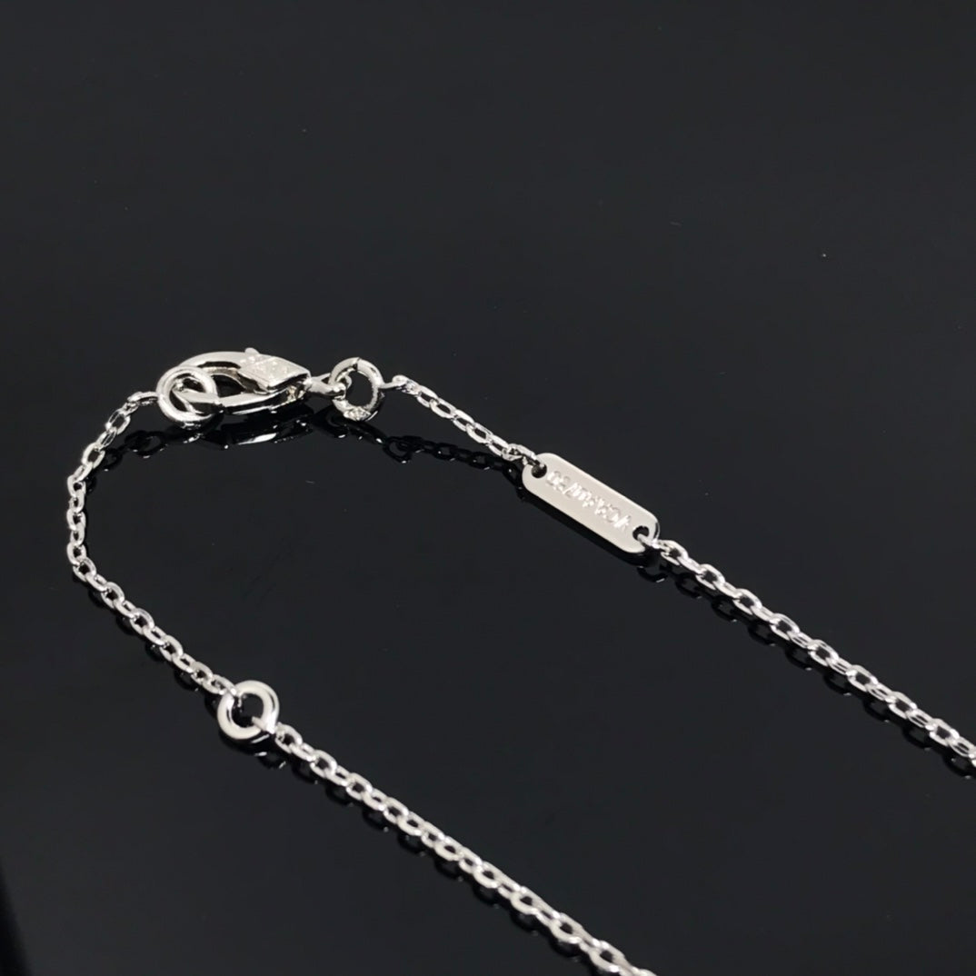 [CiCi]CLOVER PIETERSITE SILVER LONG NECKLACE