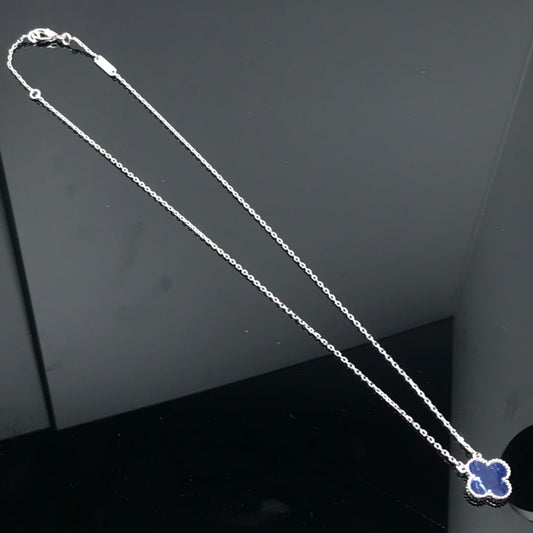 [CiCi]CLOVER PIETERSITE SILVER LONG NECKLACE