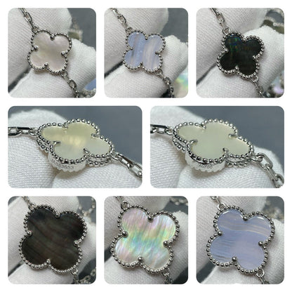 [CiCi]CLOVER 16 MOTIF CHALCEDONY MOP SILVER NECKLACE