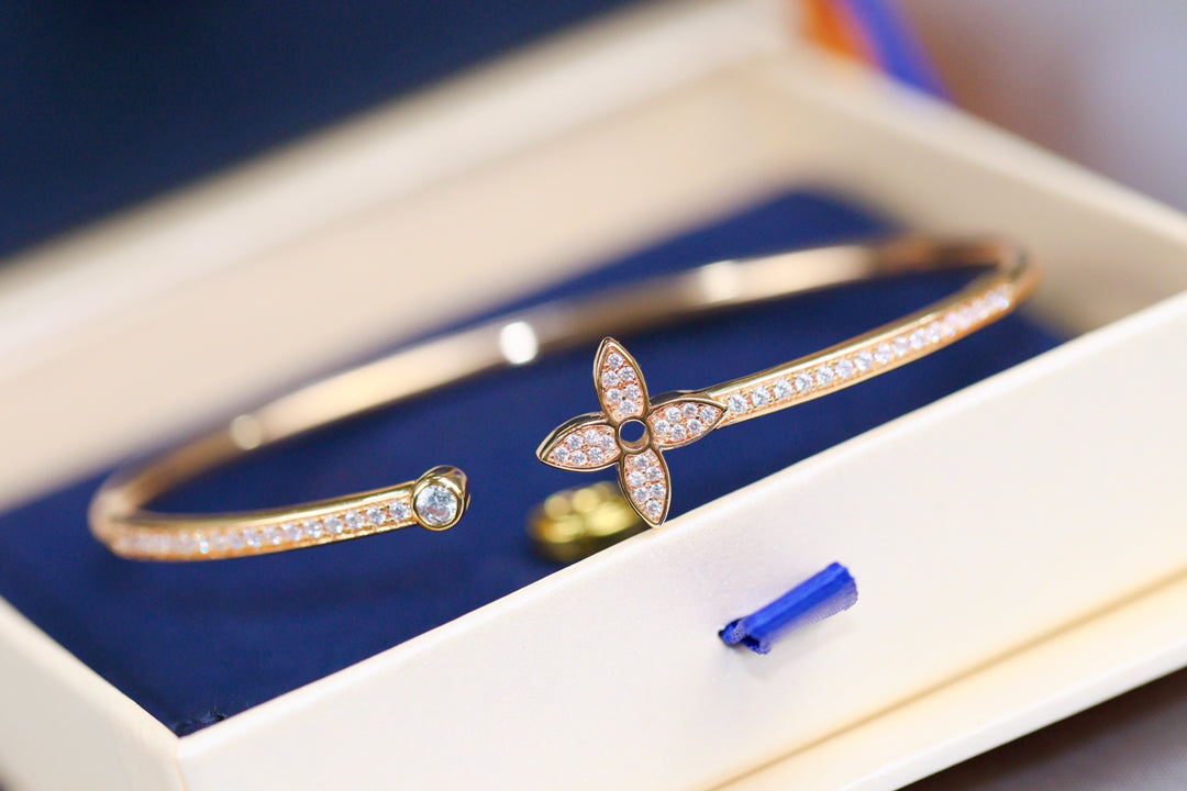 [CiCi]IDYLLE PINK GOLD OPEN BRACELET DIAMOND PAVED