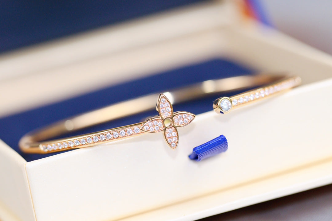 [CiCi]IDYLLE PINK GOLD OPEN BRACELET DIAMOND PAVED