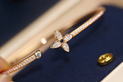 [CiCi]IDYLLE PINK GOLD OPEN BRACELET DIAMOND PAVED