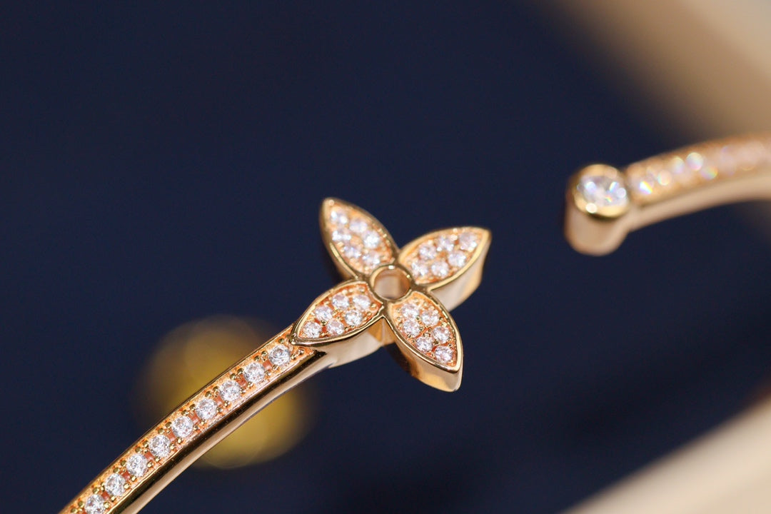 [CiCi]IDYLLE PINK GOLD OPEN BRACELET DIAMOND PAVED