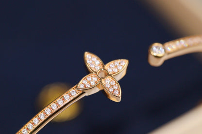 [CiCi]IDYLLE PINK GOLD OPEN BRACELET DIAMOND PAVED