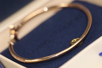 [CiCi]IDYLLE PINK GOLD OPEN BRACELET DIAMOND PAVED