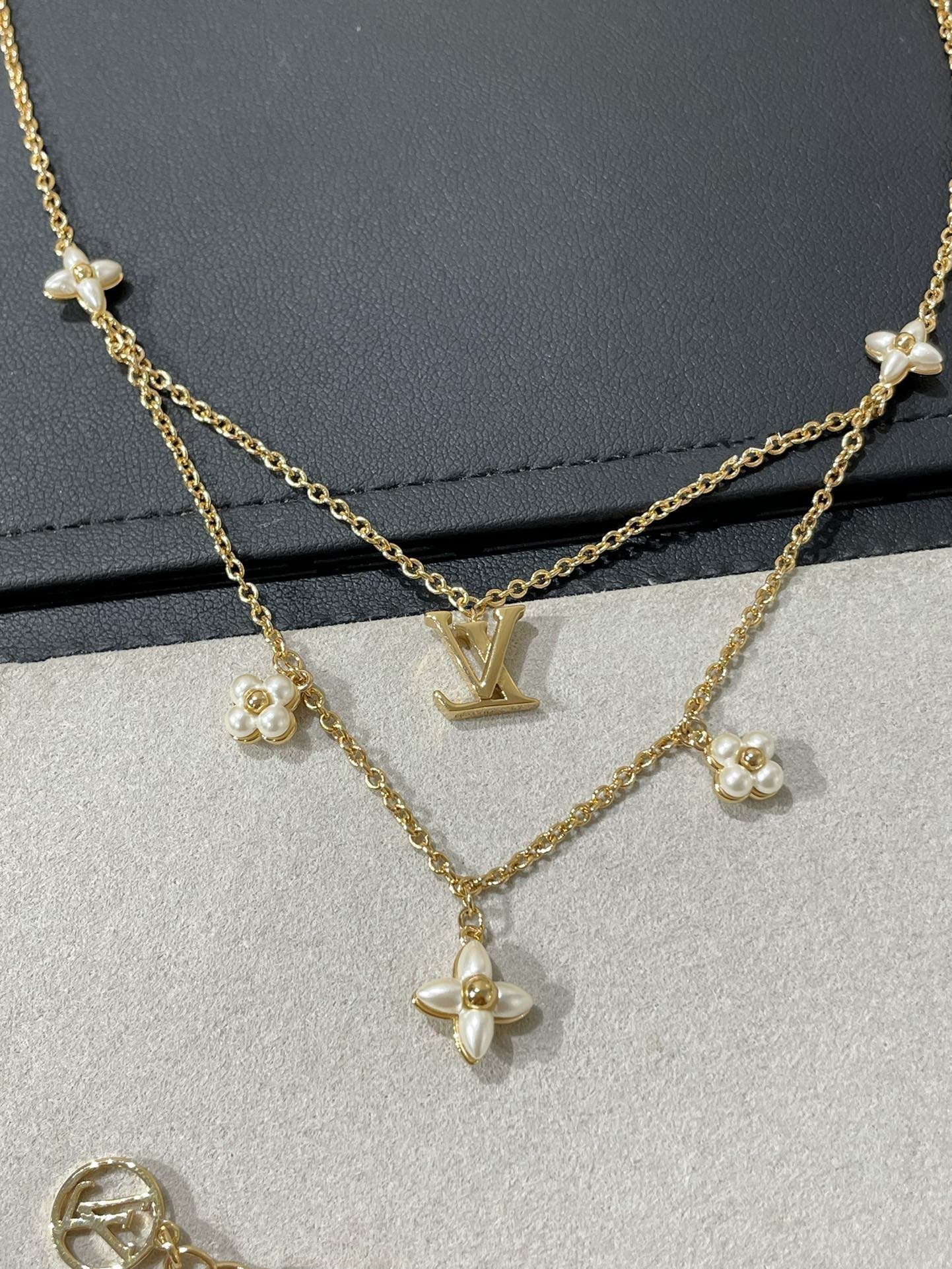 [CiCi]FLOWERGRAM GOLD MOP DOUBLE ROW NECKLACE