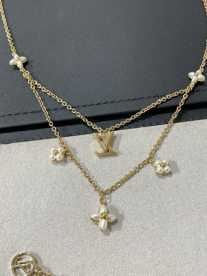 [CiCi]FLOWERGRAM GOLD MOP DOUBLE ROW NECKLACE