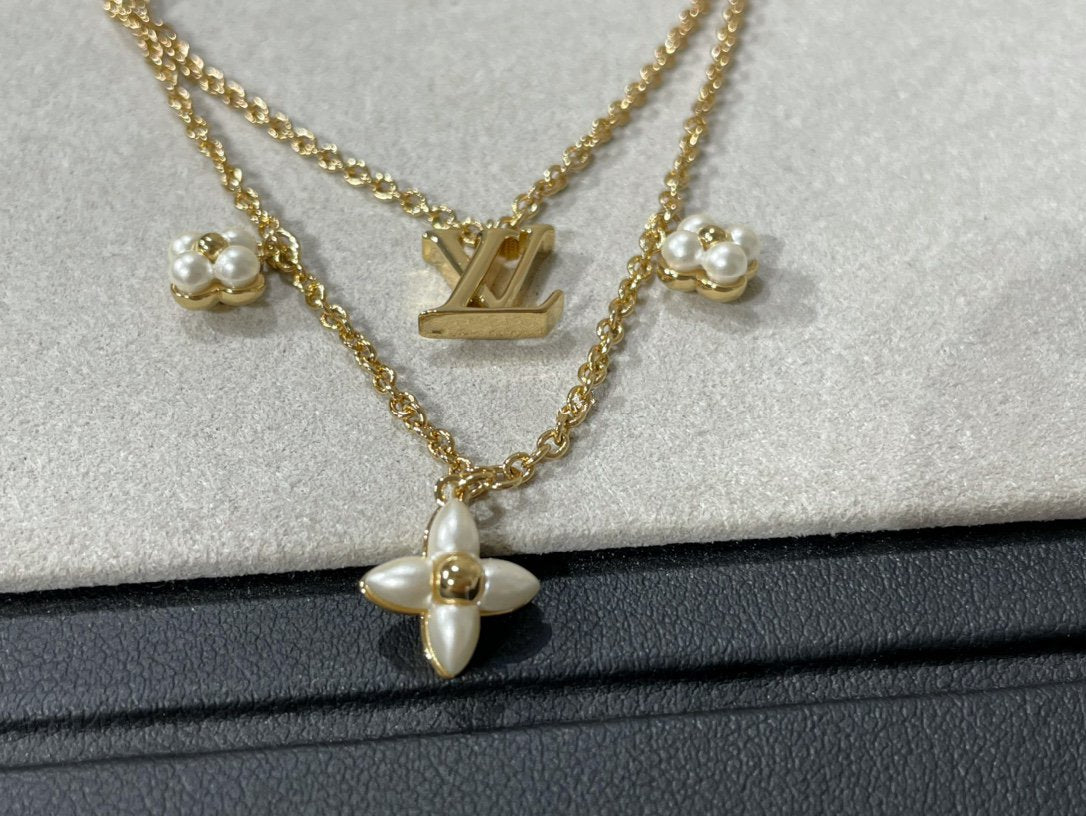 [CiCi]FLOWERGRAM GOLD MOP DOUBLE ROW NECKLACE