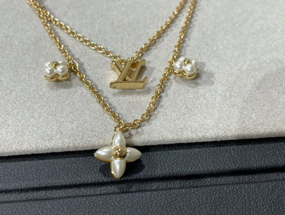 [CiCi]FLOWERGRAM GOLD MOP DOUBLE ROW NECKLACE